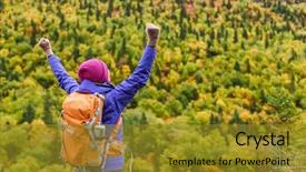  Presentation with achievement mountain - Theme featuring life goal achievement arms background and a gold colored foreground