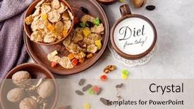  Presentation with healthy breakfast - Amazing presentation theme having life healthy breakfast wheat flake backdrop and a coral colored foreground