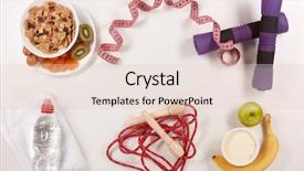  Presentation with white healthy food - PPT theme consisting of food measuring tape and sport background and a lemonade colored foreground