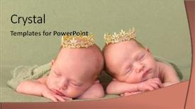  Presentation with old - PPT layouts featuring life identity - 3 weeks old identical twin background and a mint green colored foreground