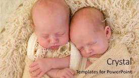  Presentation with newborn baby - Slides featuring life identity - adorable newborn identical twin baby background and a coral colored foreground