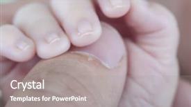  Presentation with newborn - Slide set enhanced with life identity - hand of newborn hands background and a gray colored foreground