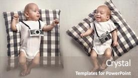  Presentation with infants - Audience pleasing PPT theme consisting of life identity - two little twin infants lying backdrop and a  colored foreground