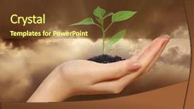  Presentation with drought - Presentation enhanced with life in hand over drought background and a tawny brown colored foreground