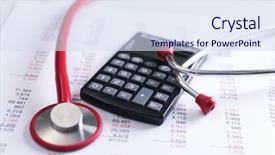  Presentation with life insurance - Cool new presentation theme with life insurance concept calculator backdrop and a sky blue colored foreground