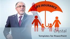  Presentation with life insurance - Beautiful slide set featuring life-insurance-concept-with-businessman backdrop and a light blue colored foreground