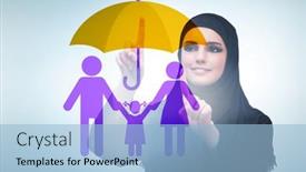  Presentation with life insurance - Colorful presentation theme enhanced with life-insurance-concept-with-businesswoman backdrop and a light blue colored foreground