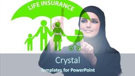  Presentation with life insurance - Beautiful presentation theme featuring life-insurance-concept-with-businesswoman backdrop and a ocean colored foreground