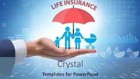 Presentation with under umbrella - Presentation theme consisting of life-insurance-concept-with-family background and a light blue colored foreground
