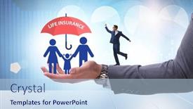  Presentation with life insurance - Presentation enhanced with life-insurance-concept-with-family background and a sky blue colored foreground