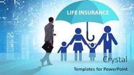  Presentation with life insurance - Cool new PPT theme with life-insurance-concept-with-family backdrop and a arctic colored foreground