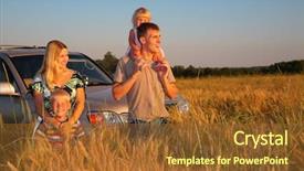  Presentation with summer wheat field blue - Amazing slide deck having life journey - family with offroad car backdrop and a tawny brown colored foreground