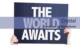  Presentation with skin care natural yellow and white - Slide set having life journey blank - worlds awaits card isolated background and a  colored foreground