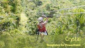  Presentation with adventure - Slide set having life line - woman going on a jungle background and a tawny brown colored foreground
