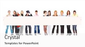  Presentation with group of diverse people - Beautiful presentation theme featuring life long - group line people isolated backdrop and a  colored foreground