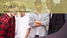  Presentation with urban - Beautiful presentation design featuring life members - group of young men backdrop and a yellow colored foreground