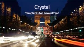  Presentation with history arc de triomphe paris - PPT theme enhanced with life memorial - champs-elysees avenue with the arc background and a navy blue colored foreground