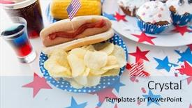  Presentation with food potato chips - Audience pleasing slide deck consisting of life memorial - national holidays celebration food backdrop and a light blue colored foreground