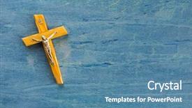  Presentation with catholic - Presentation theme with life memorial - wooden catholic cross background and a teal colored foreground