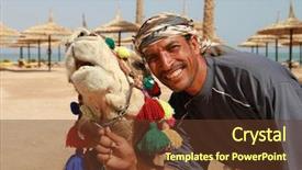  Presentation with camel - PPT theme featuring life nomad - bedouin and his camel portrait background and a tawny brown colored foreground