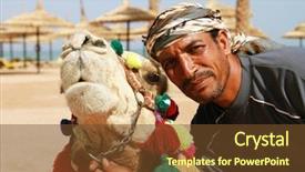  Presentation with camel - Amazing slides having life nomad - camel owner portrait backdrop and a tawny brown colored foreground
