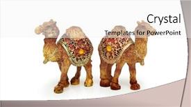  Presentation with white and black figures climbing ladders - Colorful presentation theme enhanced with life nomad - figures of two camels isolated backdrop and a  colored foreground