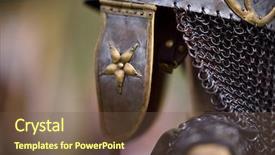  Presentation with warrior - Slide set having life nomad - old warrior equipment at dac background and a tawny brown colored foreground