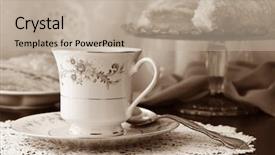  Presentation with afternoon tea - Presentation consisting of life of beautiful vintage tea background and a mint green colored foreground