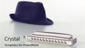  Presentation with harmonica - Beautiful theme featuring life of hat and harmonic backdrop and a light gray colored foreground