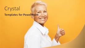  Presentation with older woman - Presentation theme with life-only-starts background and a yellow colored foreground