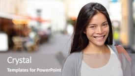  Presentation with denmark - PPT theme with life outside - asian woman candid portrait background and a gray colored foreground