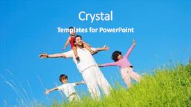  Presentation with members - Theme enhanced with life outside - happy family with four members background and a  colored foreground