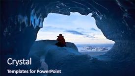  Presentation with cave - Beautiful presentation design featuring life path - exit from blue cave backdrop and a navy blue colored foreground