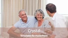  Presentation with senior smart home - Audience pleasing PPT theme consisting of life plan - seniors with assurance man backdrop and a coral colored foreground