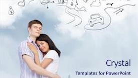  Presentation with future plan - Colorful presentation theme enhanced with life plan - young couple hugging each other backdrop and a sky blue colored foreground