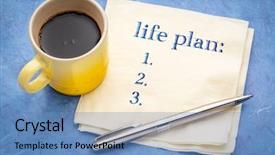  Presentation with life plan - Beautiful theme featuring life plan concept -a blank backdrop and a teal colored foreground