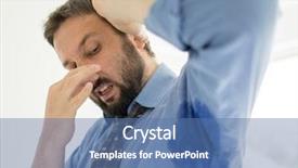  Presentation with annual dinner under the sea - PPT theme featuring life pressure - man with hyperhidrosis sweating very background and a ocean colored foreground