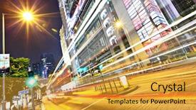  Presentation with night city - Amazing slide set having life race - modern urban city at night backdrop and a  colored foreground