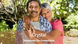  Presentation with people helping each teamwork couple - Presentation design consisting of life race - portrait of senior couple embracing background and a coral colored foreground