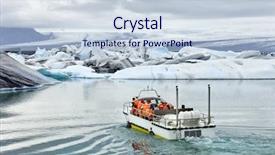  Presentation with lake ice - Slides having life raft - amphibious vehicle taking tourists background and a lemonade colored foreground