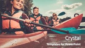  Presentation with happy life - PPT layouts having life raft - group of happy people background and a coral colored foreground
