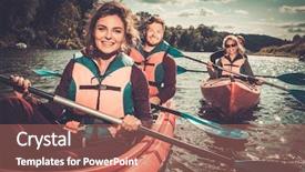  Presentation with happy life - Colorful slide set enhanced with life raft - group of happy people backdrop and a coral colored foreground