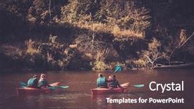  Presentation with group of diverse people - PPT theme having life raft - group of people background and a tawny brown colored foreground