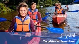  Presentation with best - Theme having life raft - happy best friends having fun background and a teal colored foreground