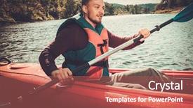  Presentation with boat - Slide deck featuring life raft - kayaker with paddle background and a  colored foreground