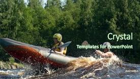  Presentation with water life - Amazing PPT theme having life raft - kayakers sporting a kayak cuts backdrop and a  colored foreground