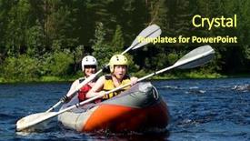  Presentation with water life - Slides consisting of life raft - kayakers sporting a kayak cuts background and a  colored foreground