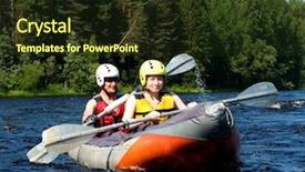  Presentation with water life - Colorful slides enhanced with life raft - kayakers sporting a kayak cuts backdrop and a  colored foreground