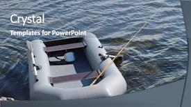  Presentation with rubber - PPT layouts having life raft - rubber boat on coast background and a seafoam green colored foreground