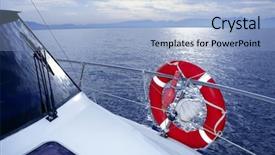  Presentation with lifesaver - PPT layouts consisting of life ring - blue ocean sea view background and a light blue colored foreground